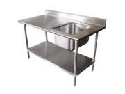 Diversified Woodcrafts 250496 Stainless Steel Prep Table Sink Side Right