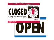 Hy Ko Products CL 1 5.75 x 11 in. Open Closed Clock Sign White and Black