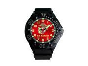 Frontier 52QR Aquaforce Plastic Fiber Case Rotating Bezel PU Strap Watch with Red Dial