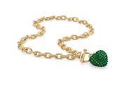 PalmBeach Jewelry 5285505 Crystal Heart Charm Birthstone Toggle Necklace in Yellow Gold Tone May Simulated Emerald
