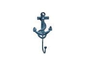 Handcrafted Model Ships K 665 dark blue 7 in. Cast Iron Anchor Hook Rustic Dark Blue Whitewashed