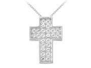 Fine Jewelry Vault UBNPD30805AGCZ April Birthstone Cubic Zirconia Cross Pendant in 925 Sterling Silver