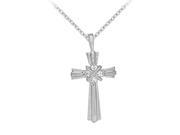 Fine Jewelry Vault UBNPD30792AGCZ April Birthstone Cubic Zirconia Cross Pendant in 925 Sterling Silver
