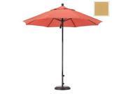 March Products EFFO908 5484 9 ft. Complete Fiberglass Pulley Open Market Umbrella Black and Sunbrella Brass