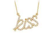 Fine Jewelry Vault UBNPD32209AGVYCZ 18K Yellow Gold Vermeil Cubic Zirconia Kiss Pendant Necklace 0.33 CT TGW