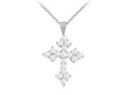 Fine Jewelry Vault UBNPD30906AGCZ April Birthstone Cubic Zirconia Cross Pendant in 925 Sterling Silver