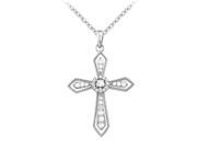 Fine Jewelry Vault UBNPD32382AGCZ April Birthstone Cubic Zirconia Cross Pendant in 925 Sterling Silver