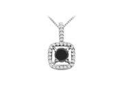 Fine Jewelry Vault UBPD395AGCZBOX Round Black Onyx and Cubic Zirconia Pendant in Rhodium Treated Sterling Silver 2.50 Carat TGW
