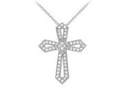 Fine Jewelry Vault UBNPD30807AGCZ April Birthstone Cubic Zirconia Cross Pendant in 925 Sterling Silver