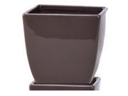 Deroma 5700394CF 6.5 in. Large Square Planter With Saucer Brown Pack Of 6