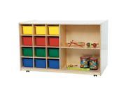 Wood Designs 16603AP Double Mobile Storage With 12 Assorted Pastel Trays