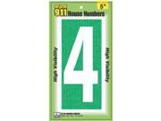 Hy Ko Products 924 5 in. 911 Reflective High Visibility House Number 4