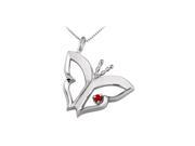 Fine Jewelry Vault UBPDS83895W14R Butterfly Pendant Necklace with Ruby in 14kt White Gold 0.15 CT TGW