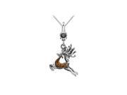 Fine Jewelry Vault UBPDS85552AG Reindeer Charm with Enamel Pendant in Rhodium Plated 925 Sterling Silver 27.50 x17 mm.