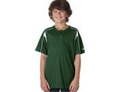 Badger 2937 Youth Pro Placket Henley T Shirt Forest White Small