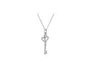 Fine Jewelry Vault UBPDSR410028AG Sterling Silver Rhodium Plating The Friendship Key of Love Pendant with 18 in. in 41.70 x 14.19 mm.