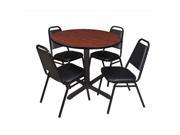 Regency TB36RNDCH29 36 In. Round Laminate Table Cherry Cain Base With 4 Black Restaurant Chairs