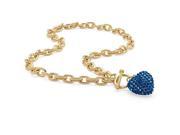 PalmBeach Jewelry 5285509 Crystal Heart Charm Birthstone Toggle Necklace in Yellow Gold Tone September Simulated Sapphire