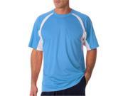 Badger 4144 Adult Short Sleeve 2 Tone Hook Tee Columbia Blue White Extra Large