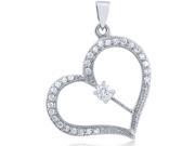 Doma Jewellery SSPHZ024 Sterling Silver Heart Pendant With CZ