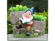 SINTECHNO Cute Gnome Reading Book with Two Flower Pots
