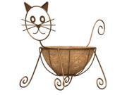 Panacea 86655 Rust Color Cat Design Planter With Coco Liner