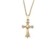 PalmBeach Jewelry 9619_ Lord s Prayer Crystal Cross Pendant Necklace in Yellow Gold Tone
