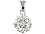 Doma Jewellery SSPZ210B 7M Sterling Silver Pendant With CZ 7 mm. Round
