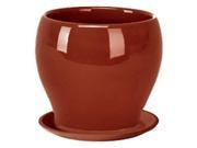 Deroma 5700352BF 6.5 in. Medium Round Ceramic Planter With Saucer Coral Pack Of 6