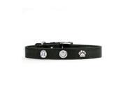 Rockinft Doggie 844587020439 .75 in. x 12 in. Leather Collar with Bone Heart Paw Rivets Black