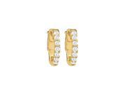 Fine Jewelry Vault UBNERV1ER042AGVYCZ CZ 1 Row Petite Vault Lock Hoop Earrings in 14kt Yellow Gold Over Sterling Silver