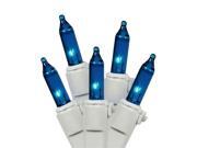 NorthLight Heavy Duty Blue Mini Christmas Lights White Wire Set Of 150