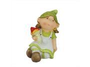 NorthLight 6.25 in. Young Girl Gnome Holding A Mushroom Spring Outdoor Garden Patio Figure