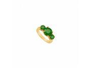 Fine Jewelry Vault UBJ206Y14E 101RS8 Three Stone Emerald Ring 14K Yellow Gold 2.50 CT Size 8