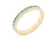 Icon Bijoux R01147G V32 10 Stylish Stackables Aqua Crystal Gold Ring Size 10