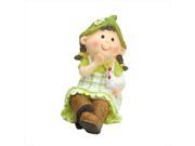 NorthLight 6.25 in. Young Girl Gnome Sitting With Chicken Spring Outdoor Garden Patio Figure