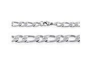 Doma Jewellery SSSSN05118 Stainless Steel Necklace Figaro Style 7.0 mm. Length 18 2 18 in.