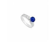 Fine Jewelry Vault UBJS183AW14DS 14K White Gold Sapphire Diamond Engagement Ring 0.75 CT TGW 2 Stones