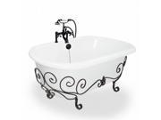 American Bath Factory T340F OB Melinda Nuevo 60 in. White Acrastone Bath Tub