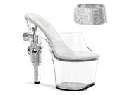 Pleaser REV712_C_M 8 3.25 in. Platform Rhinestone Embellished Gun Sandal Clear Size 8