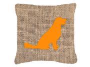 Labrador Burlap and Orange Canvas Fabric Decorative Pillow BB1076