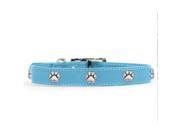 Rockinft Doggie 844587018733 .75 in. x 16 in. Leather Collar with Paw Rivets Blue