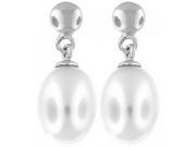 Doma Jewellery DJS02658 Sterling Silver Rhodium Plated and Freshwater Pearl Dangle and Ball Post Earring