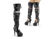 Pleaser DEL3068_BPU_M 9 1.75 in. Platform Over The Knee Boot with Back Zip Black Size 9