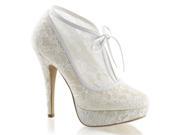 Fabulicious LOL32_IVSA 8 1 in. Platform Lace Overlay Boot with Bow Tie Ivory Size 8
