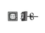 YGI Group SSE283BLK Sterling Silver Black Rhodium Plated Princess Cut Micropave Stud Earrings With Cubic Zirconia
