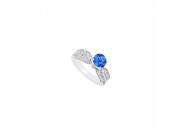 Fine Jewelry Vault UBJS738AW14DSRS8 14K White Gold Sapphire Diamond Engagement Ring 1.50 CT Size 8
