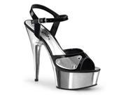 Pleaser DEL609NC_B_SCH 7 1.75 in. Platform Ankle Strap Sandal with Metal Plated Vamp Black Silver Size 7