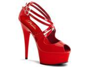 Pleaser DEL612_R_M 5 1.75 in. Platform Sandal Shoe Red Size 5