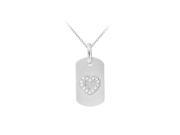 Fine Jewelry Vault UBPDBK11W14D Diamond Heart Engraved Dog Tag Pendant in 14K White Gold 0.30 Carat Diamonds